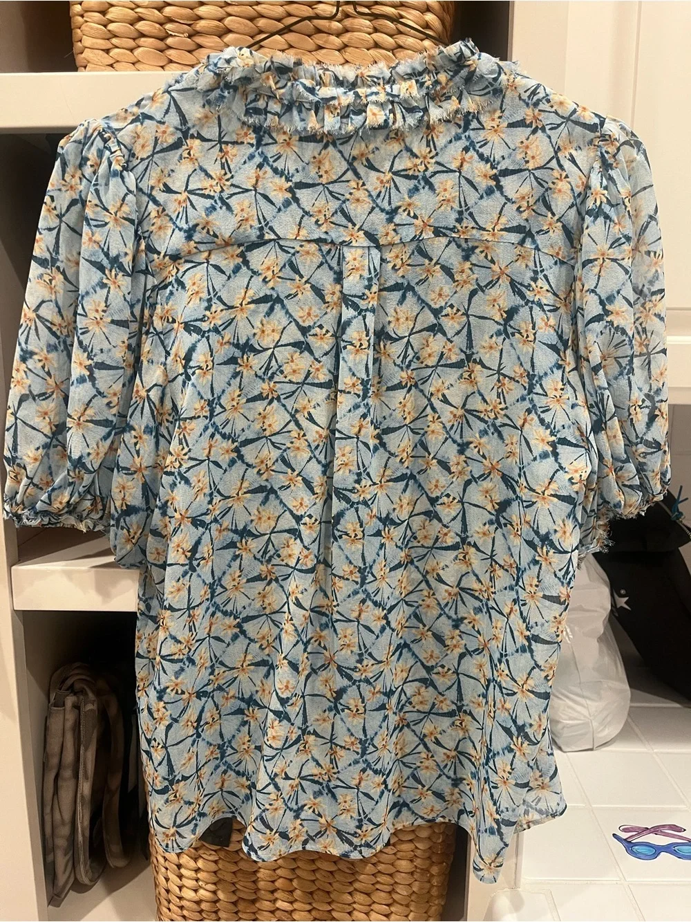 Ulla Johnson Adira Floral Smocked Short-Sleeve Blouse
